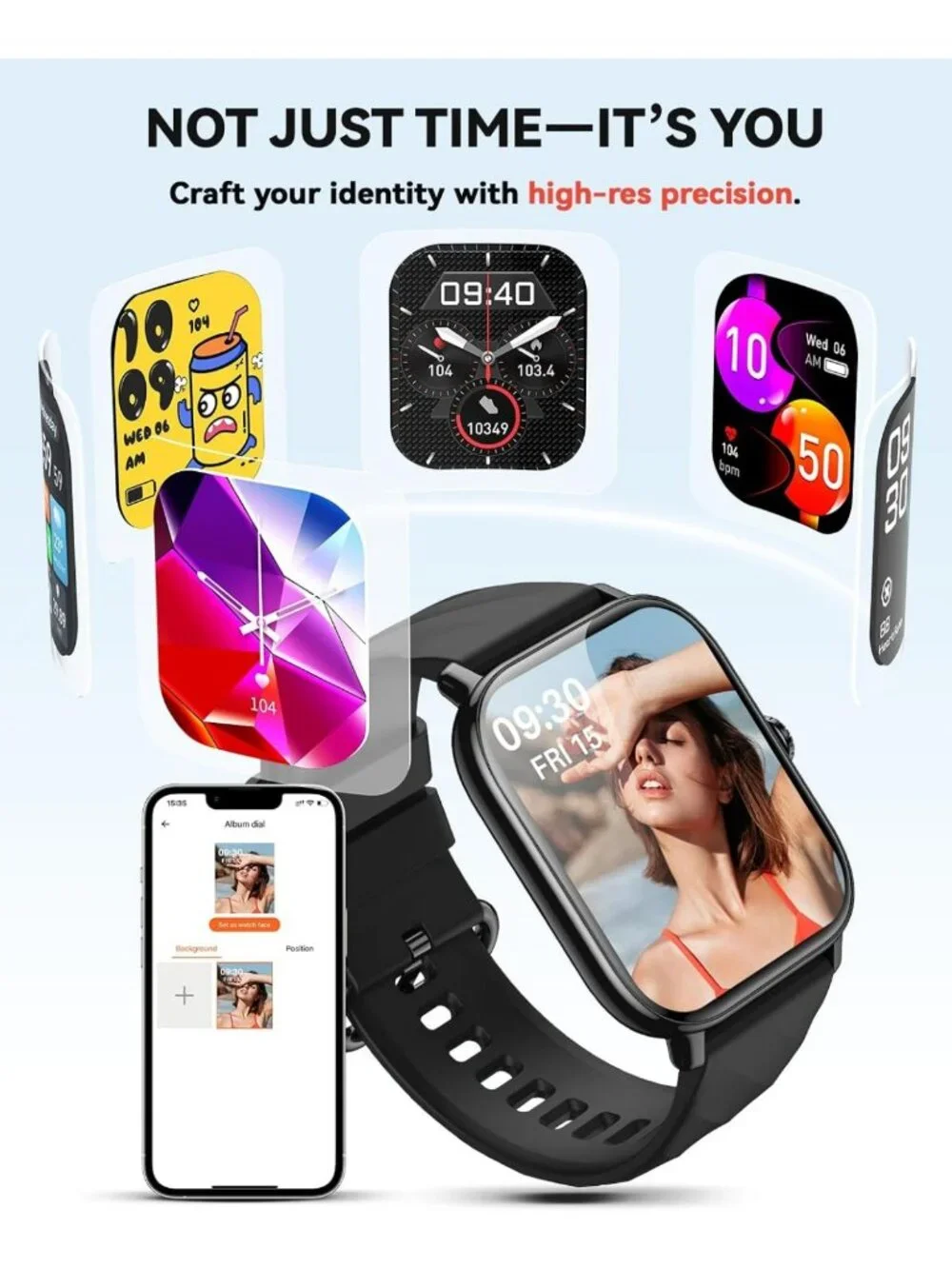 Stylish Fitness Tracker Smartwatch for Men & Women, IP68 Waterproof, 120+ Sports